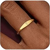 Honsny Gold Initial Rings for Women Non Tarnish Dainty 14K Gold Filled Ring Pinky Thumb Thin Bands Letter Waterproof Personalized Stackable Rings for Women Size 6-10 Jewelry Birthday Gifts
