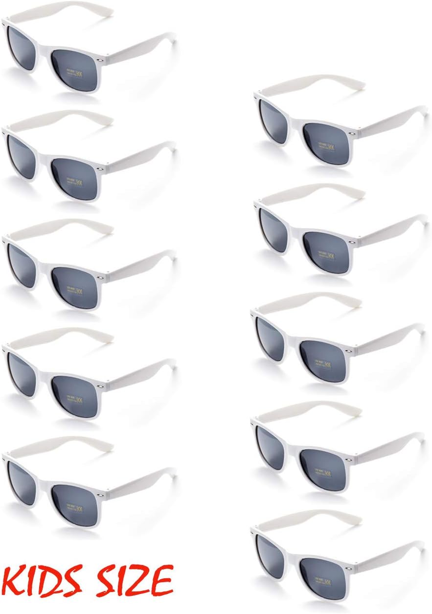 Onnea 10 Pieces Sunglasses for Kids Party Favor Supplies Neon Colors Wholesale,One Size for Kids Only (10White)