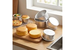4Pcs Cake Bake Pan Non-Stick 4 Inch Cake Pan Aluminum Alloy Cake Mold Pan Reusable Heavy Duty Cake Bakeware Heat-Resistant Mi