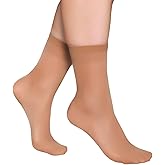 Pioni Women's 5 Pairs Nylon socks for women Ankle High Sheer Socks Tights Hosiery Crew Stocking