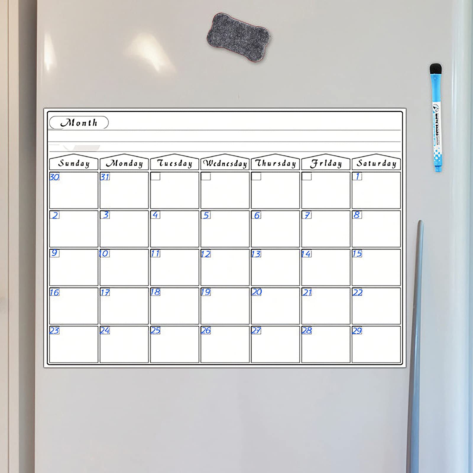 XGOPTS Large A3 Calendar Board, Dry Wipe Magnetic Whiteboard, Weekly Monthly to Do List Menu, Board for Kitchen Meal Planning, Magnet for Fridge, Whiteboard for Refrigerator Planner, 11.7"x16.5"
