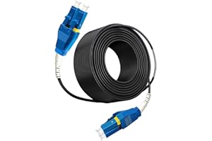 BANGUN 100 Feet (30 Meters) Uniboot LC to LC Outdoor Armored Fiber Patch Cable, Low Friction Single Mode Duplex Fiber Optic Cable Jumper Optical Patch Cord, 9/125um, (OS1/OS2 Compatible), LSZH Black
