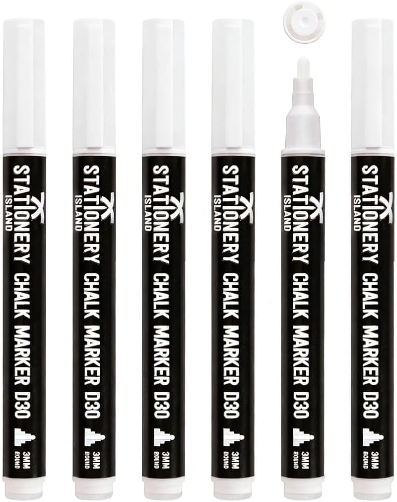 ISLAND Chalk Pens White 3mm Bullet Nibs Chalk Markers Erasable