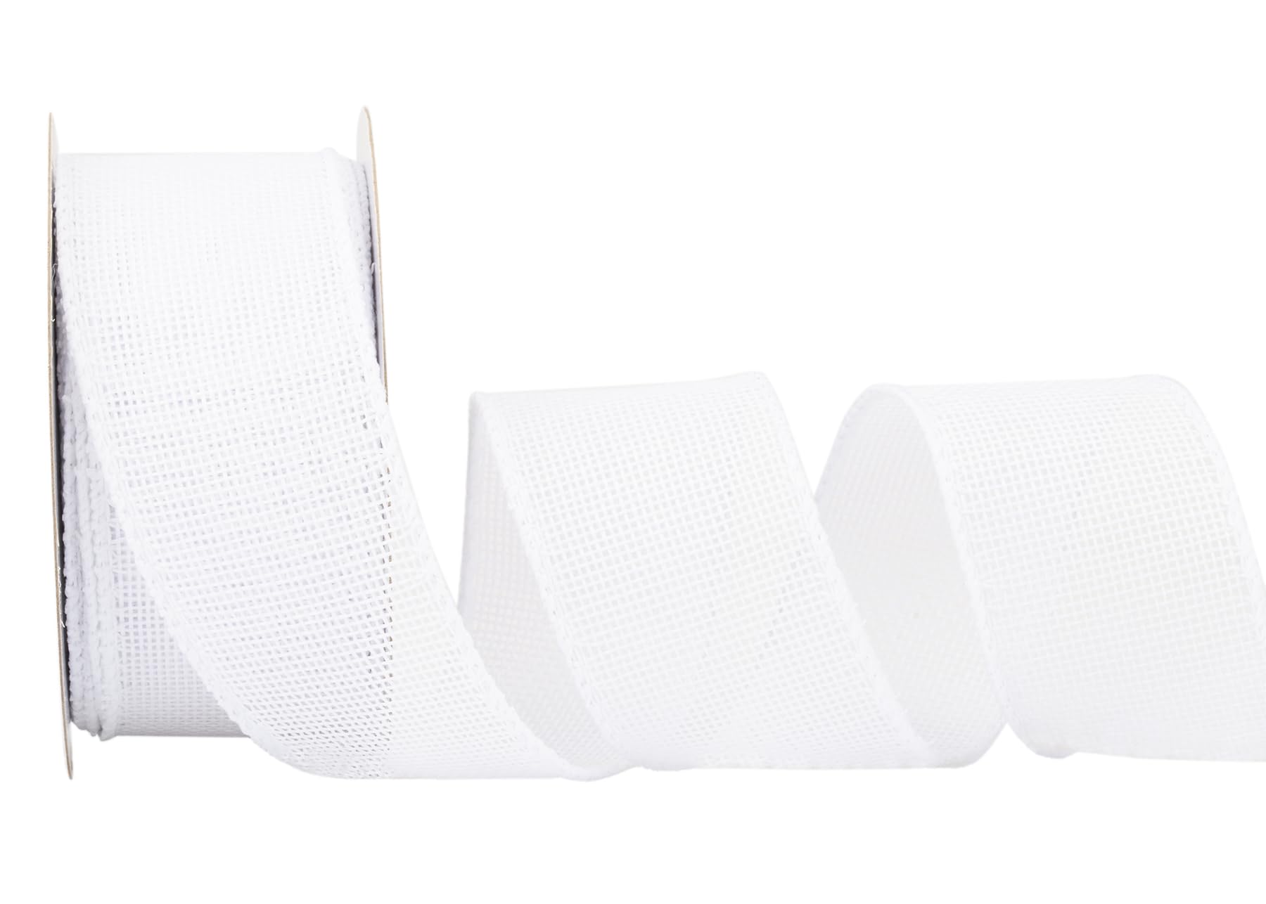 Zofrud White Burlap Ribbon - 38mm x 9M | Faux Jute Wired Ribbon for Wreaths, Christmas Decorations, Rustic Weddings, and Large Bow
