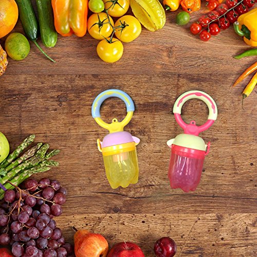 image for Baby Fresh Food Feeder Pacifier(2 Sets) - SILIVO Silicone Fruit Teethi