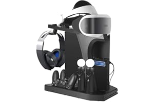 Fisound Multifunction Vertical Stand for PS4,Slim,Pro,PSVR,PSVR2,Charging Station, Cooling Fan Cooler,Headset Storage Holder,