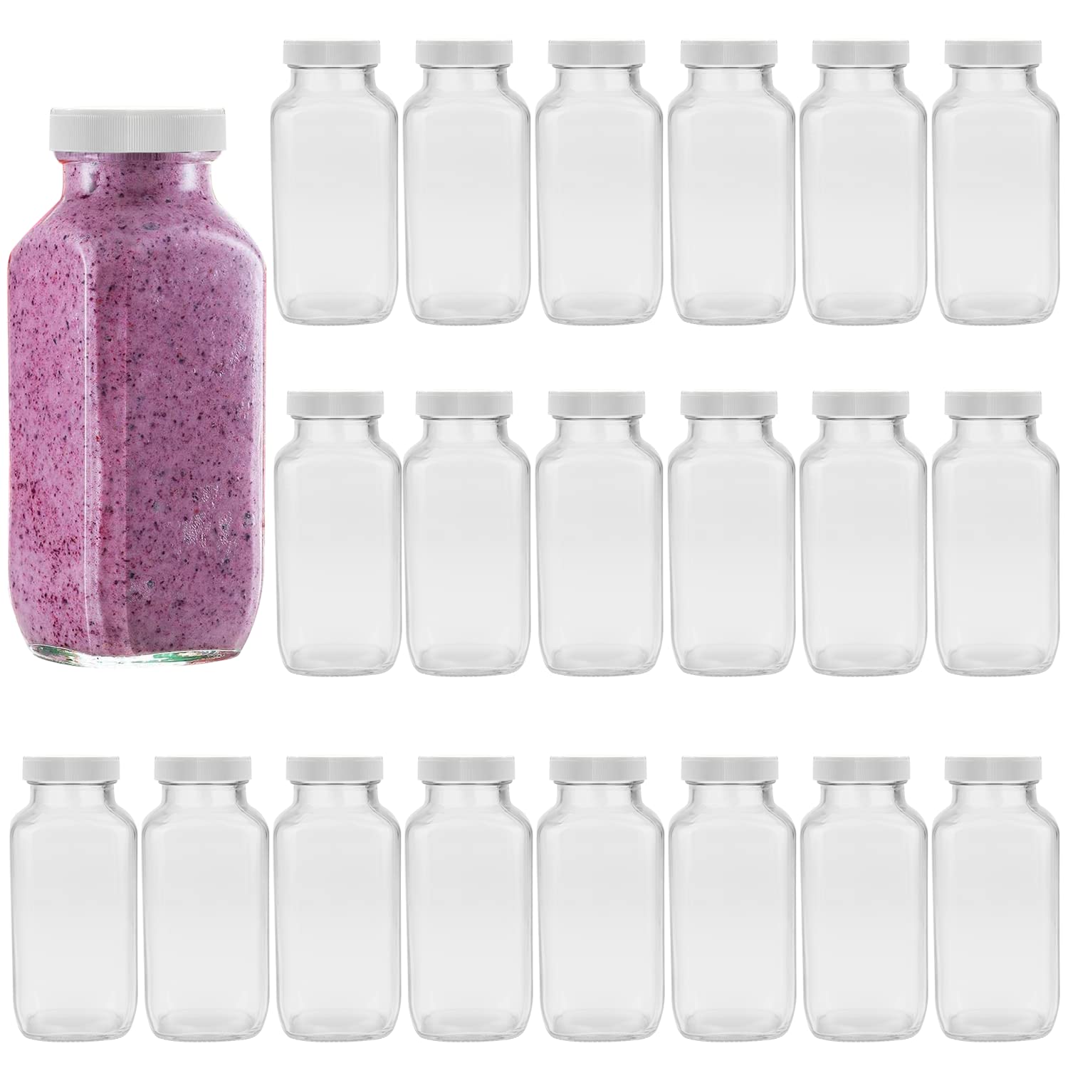 Photo 1 of Encheng Glass Bottles 12 oz,Airtight Glass Beverage Bottles with Lids,Clear Vintage Drinking Jars 350ml,Juicing Bottle for Storage Tea,Kombucha,Milk,Smoothies,20 Pack