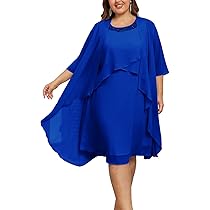 Sparkly Plus Size Mother Of The Bride Dress Set With Jacket - A-Line Chiffon Wedding Guest Outfit