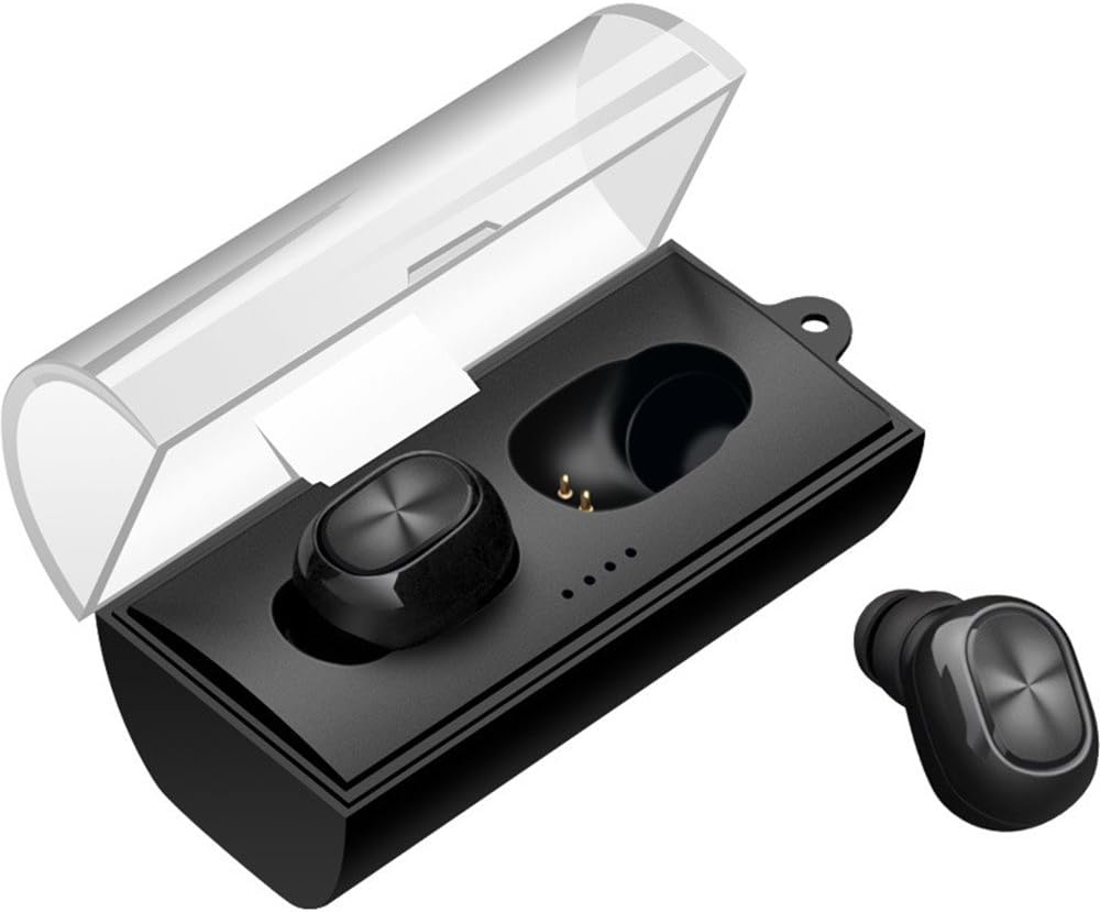 True Wireless Earbuds with Charging Case, Ayoki Bluetooth Headphones Stereo Noise Canceling for Sports In Ear Earphones with Microphone - Black