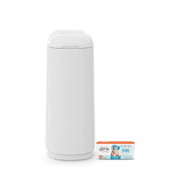 DIAPER GENIE ESSENCE PAIL, WHITE WITH 18 EASY...