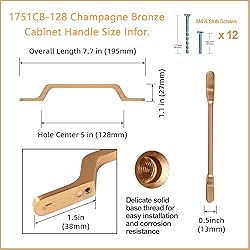 Goo-Ki 6 Pack Brushed Bronze Cabinet Handle Drawer