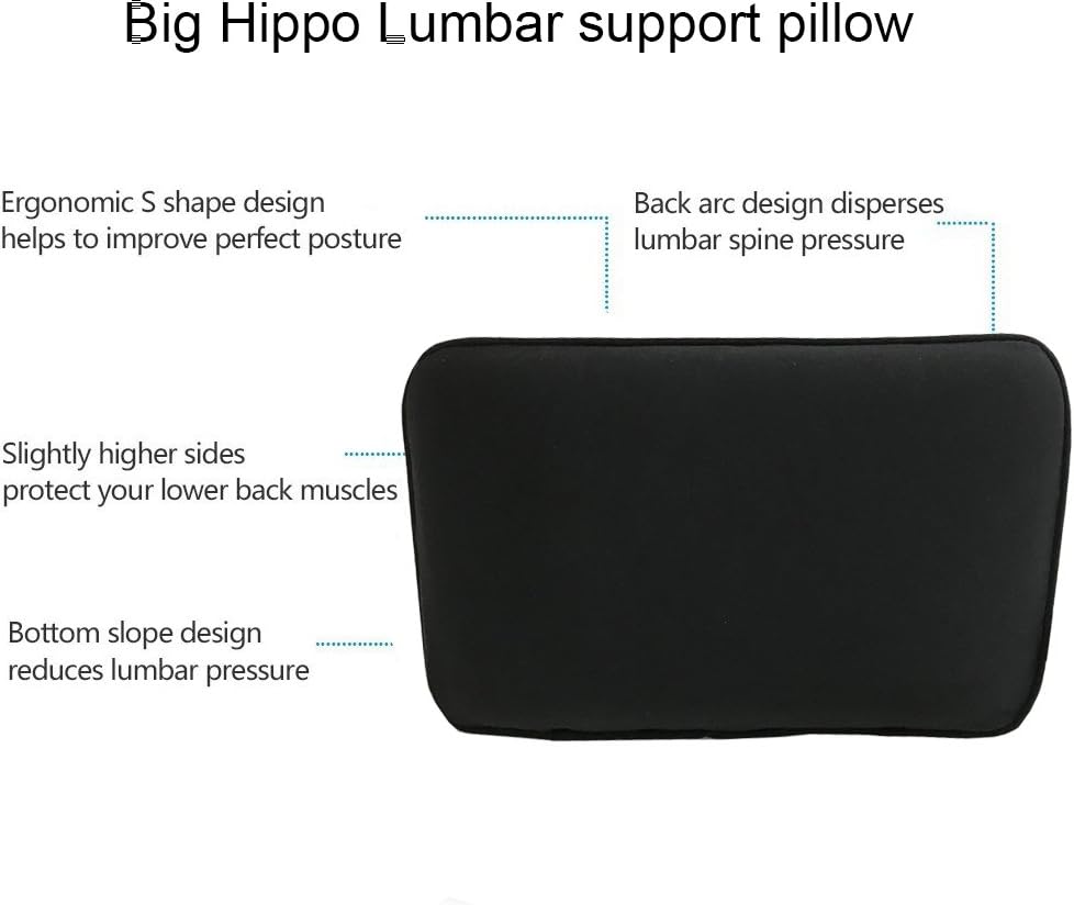Big Hippo Multi-Use Lumbar Support Pillow- Orthopedic Design Sciatica Pain Relief Memory Foam Support Pillow Perfect for Car,Home, Office: Automotive