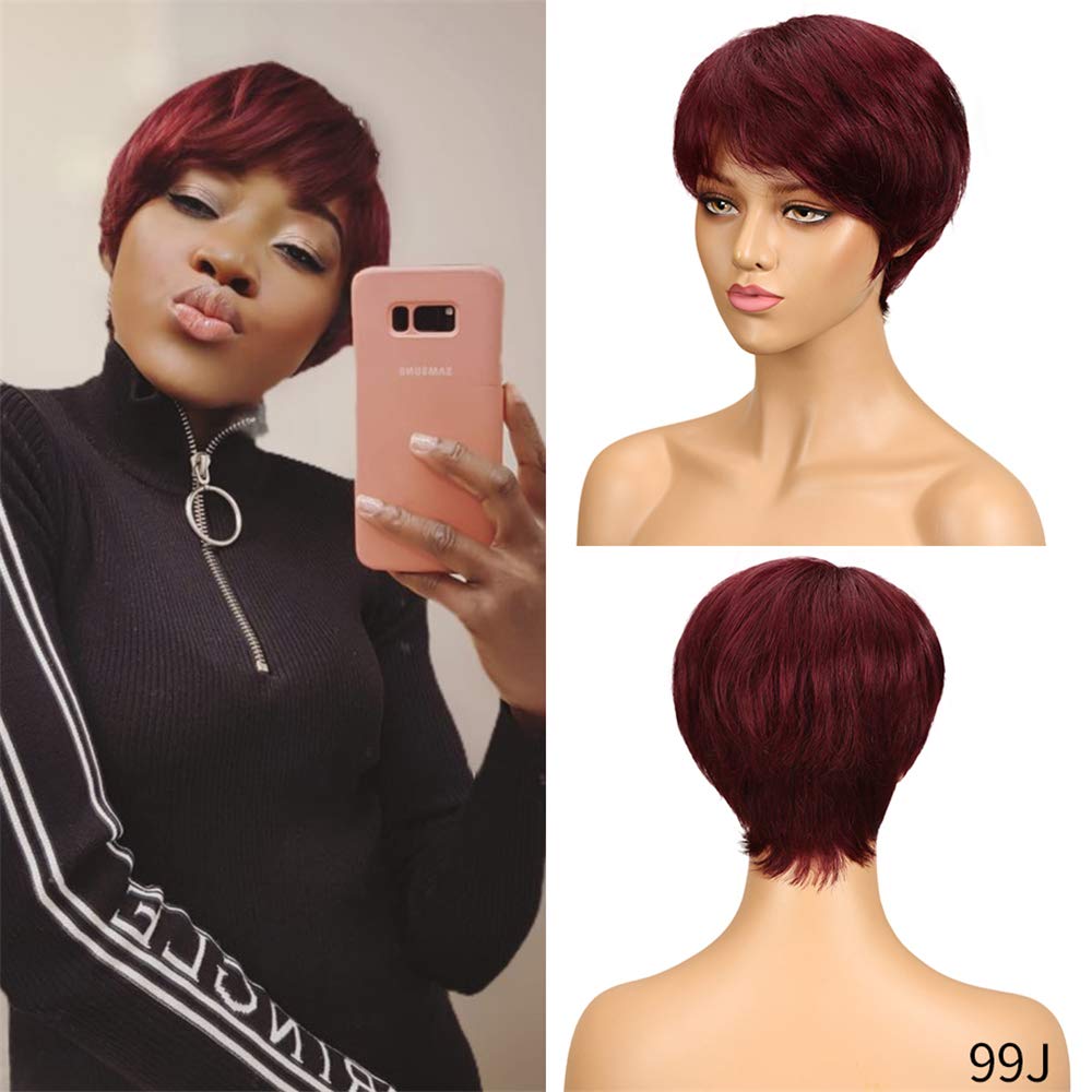 Short Pixie Human Hair Full Wigs For Women Brazilian