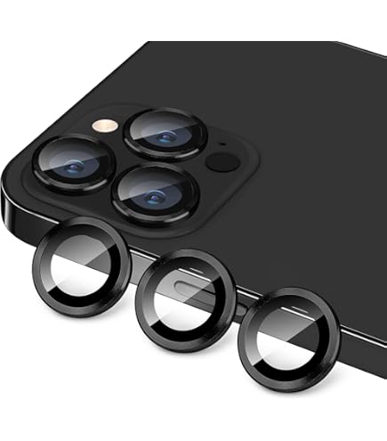 TENOC IPhone 12 Pro Max Camera Lens Protector - 9H Tempered Glass With Black Metal Ring