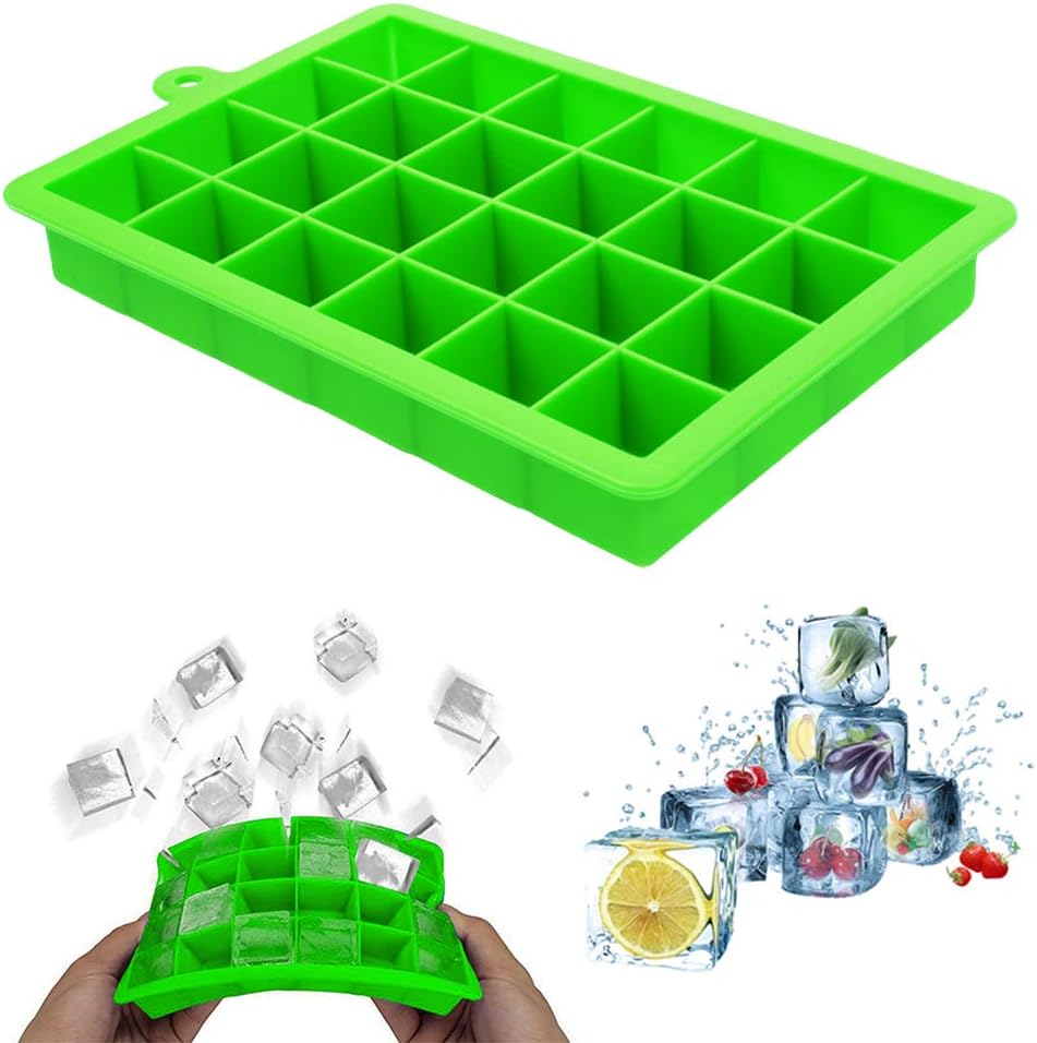 MJIYA Ice Cube Trays, BPA Free & Food Grade Silicone Ice Cube Molds with Removable Lid, Easy-Release Flexible Ice Cube Molds 24 Cubes per Tray for Cocktail, Whiskey, Baby Food, Chocolate, Juice