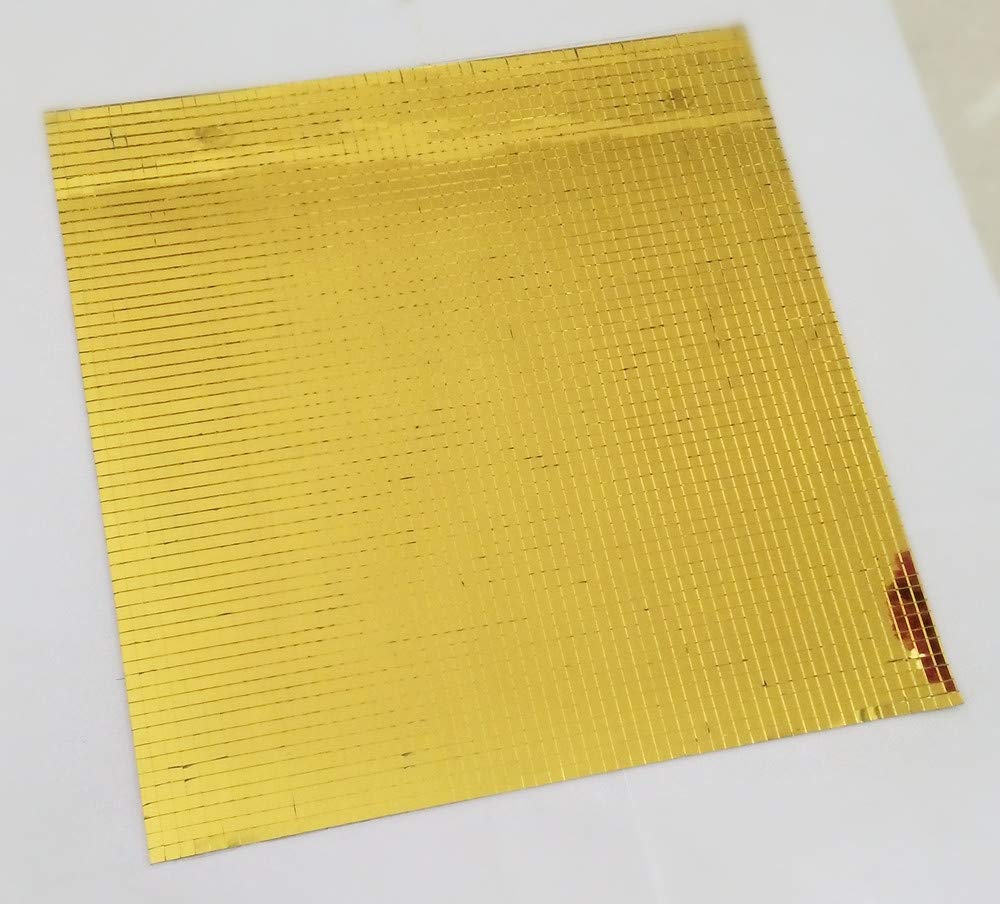 Self-Adhesive Real Glass Mirror Tile Craft,Colored Mini Square Mirrors Mosaic Tiles (Yellow Gold)