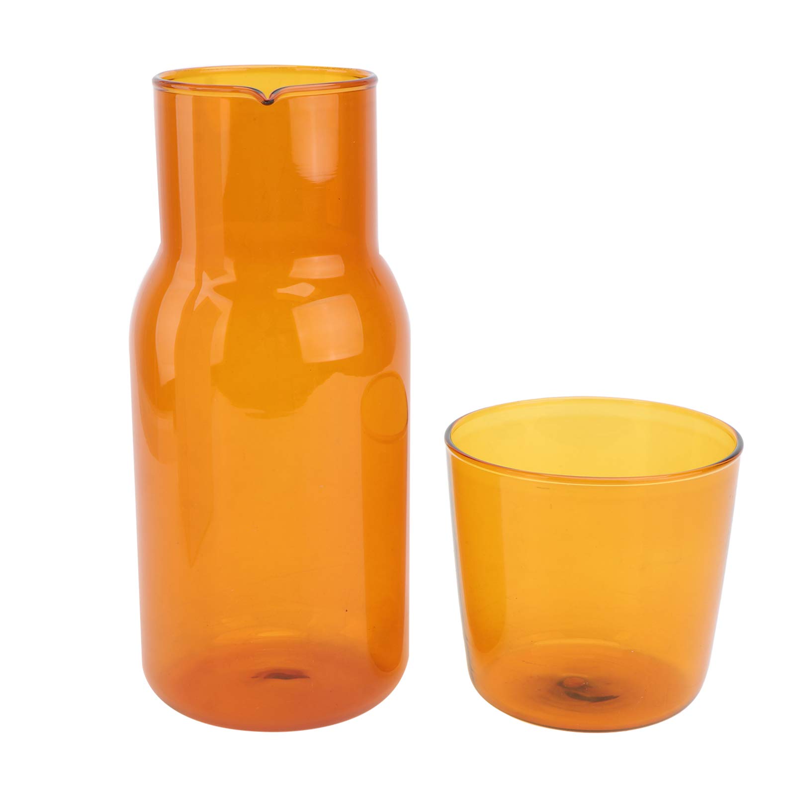 Cabilock Chocolate Bedside Night Carafe Pitcher and Tumbler Glass Set 500ml Nightstand Water Carafe Glass Water Cup for Juice Wine Drinking