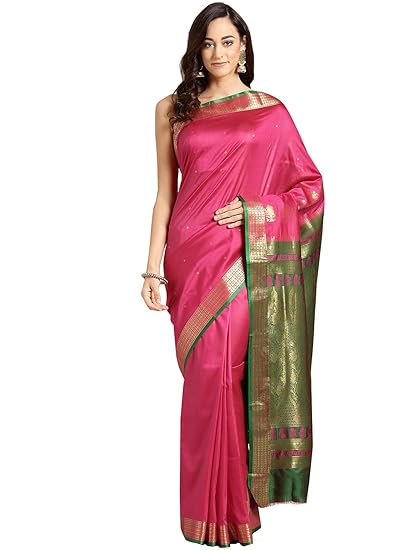 Poly Silk Pink Woven Womens Saree