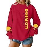 HEBBE Football Sweatshirts For Women Game Day Football Sweatshirt Touchdown Shirt Casual Crewneck Pullover Top