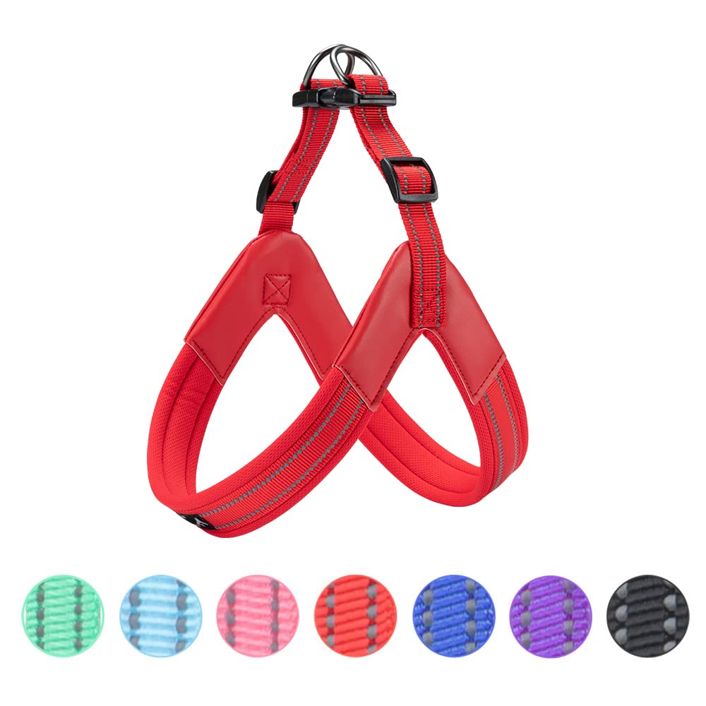 EXCELLENT ELITE SPANKER No Pull Dog Harness Step-in Adjustable Reflective Vest Soft Padded Easy Pet Chest Strap with Leash Clips for Small Medium Large Dogs Walking Training(S-RED)