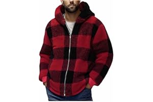 Men's 2025 Winter Fleece Plaid Coats Casual Outdoor Warm Full Zip Flannel Long Sleeve Sherpa Lined Hooded Jackets