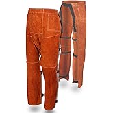 QeeLink Welding Pants - Heat & Flame Resistant Split Leather Safety Leg Protection for Men and Women, Adjustable M to XXXL