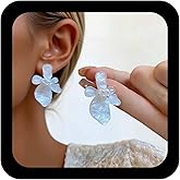 Iaceble Boho Acrylic Pearl Flower Earring Cluster Pearl Flower Stud Earring Irregular White Resin Floral Earrings Vintage Floral Wedding Earrings Jewelry for Women