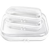 Clear Hard Shell Zipper Case, 3Pcs Pencil Pouch for Toiletries, 1M+2S | High Visibility, Multi-Purpose Storage, Splash-Proof &amp; Light Bump-Resistant, Dual-Zipper Full Open, Stackable &amp; Lightweight