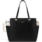 LOVEVOOK Laptop Tote Bag for Women With Large Cup Holder, Leather Work Tote Bag for Women,15.6 Inch Professional Computer Briefcase Business Teacher Commuter Shoulder Bag,Office Travel Gift