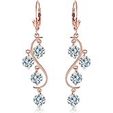 14k Rose Gold Chandelier Earrings with Aquamarines