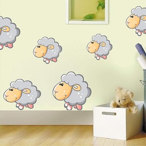 Amazon Co Jp 漫画動物色子供部屋の装飾ウォールステッカーかわいい羊取り外し可能な壁紙壁デカール幼稚園壁画45センチ 43センチ Home Kitchen