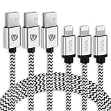 Voltrix Cable - MFi Certified Charger 6ft 3 Pack Nylon Braided - Fast Charging & Sync Power Cord Compatible with iPhone X/Xs /Xs Max/Xr / 8/7 Plus and iPad Pro Mini Air - Grey