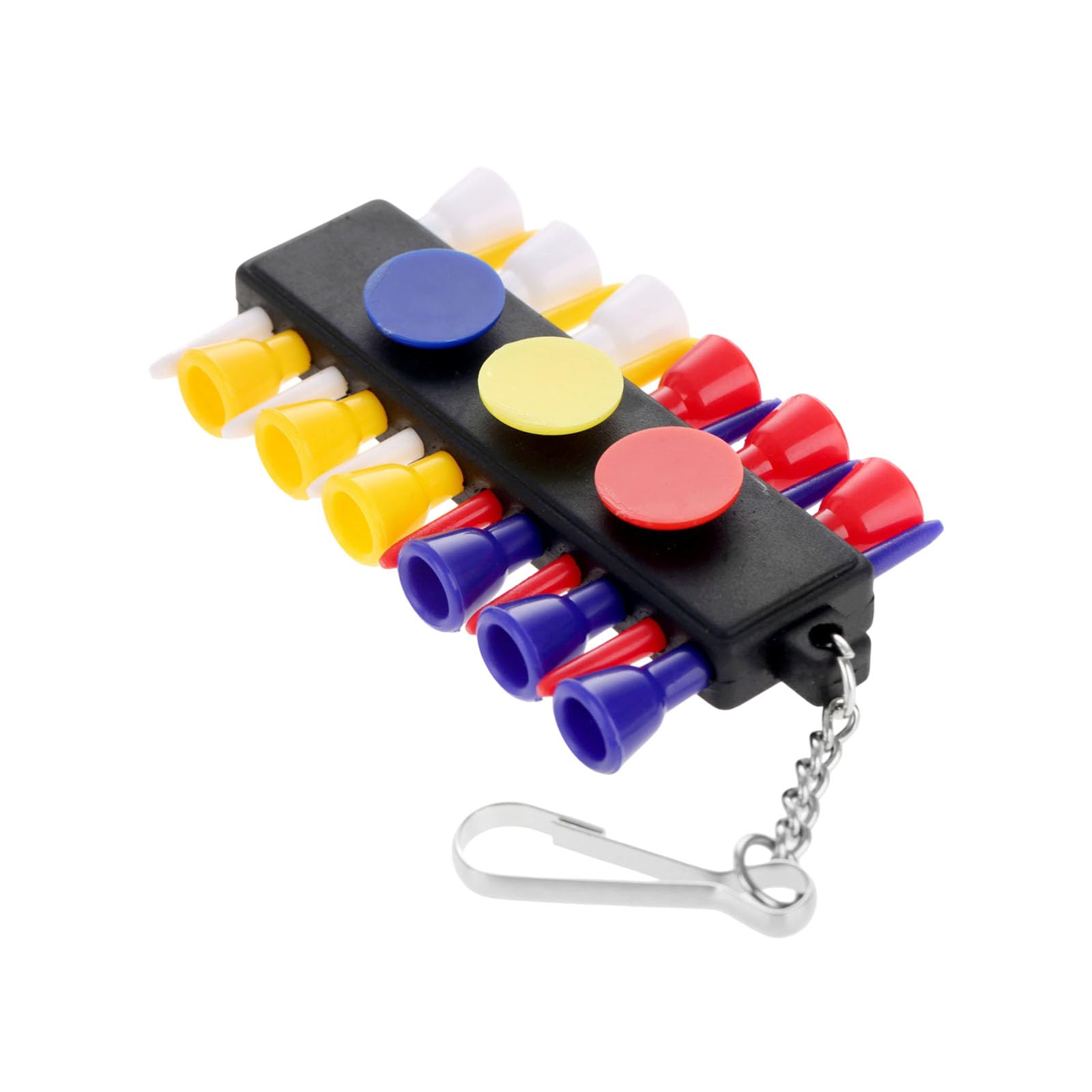 MUXSAM Golf Tee Holder Golf Accessory with 12 Golf Tee Holes 3 Golf Ball Markers 1 Keychain