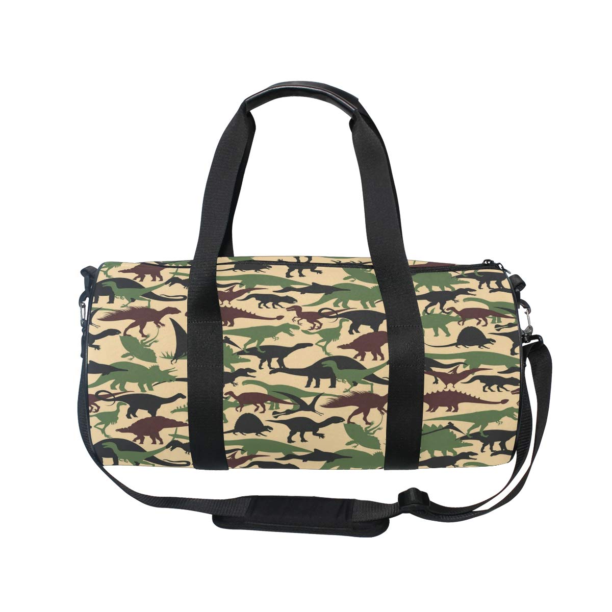 Camouflage Dinosaurs Duffel Bag,Canvas Travel Bag for Gym Sports and Overnight
