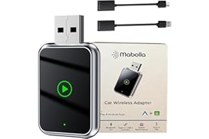 Wireless CarPlay & Android Auto Adapter - Plug-and-Play USB Dongle for iPhone iOS & Android - Converts Wired to Wireless Appl