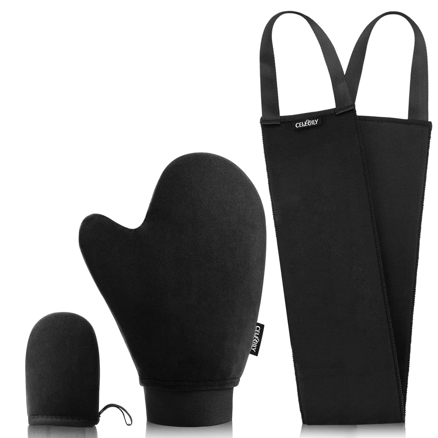 CeleCily Tanning Mitt Applicator- PATENTED Fake Tan Mitt for Self Tan Mit, Tanning Glove for back Tannner Applicator, NO Slide Off Velvet Tanning Mitts Self Tanner, Lotion Applicator for Back