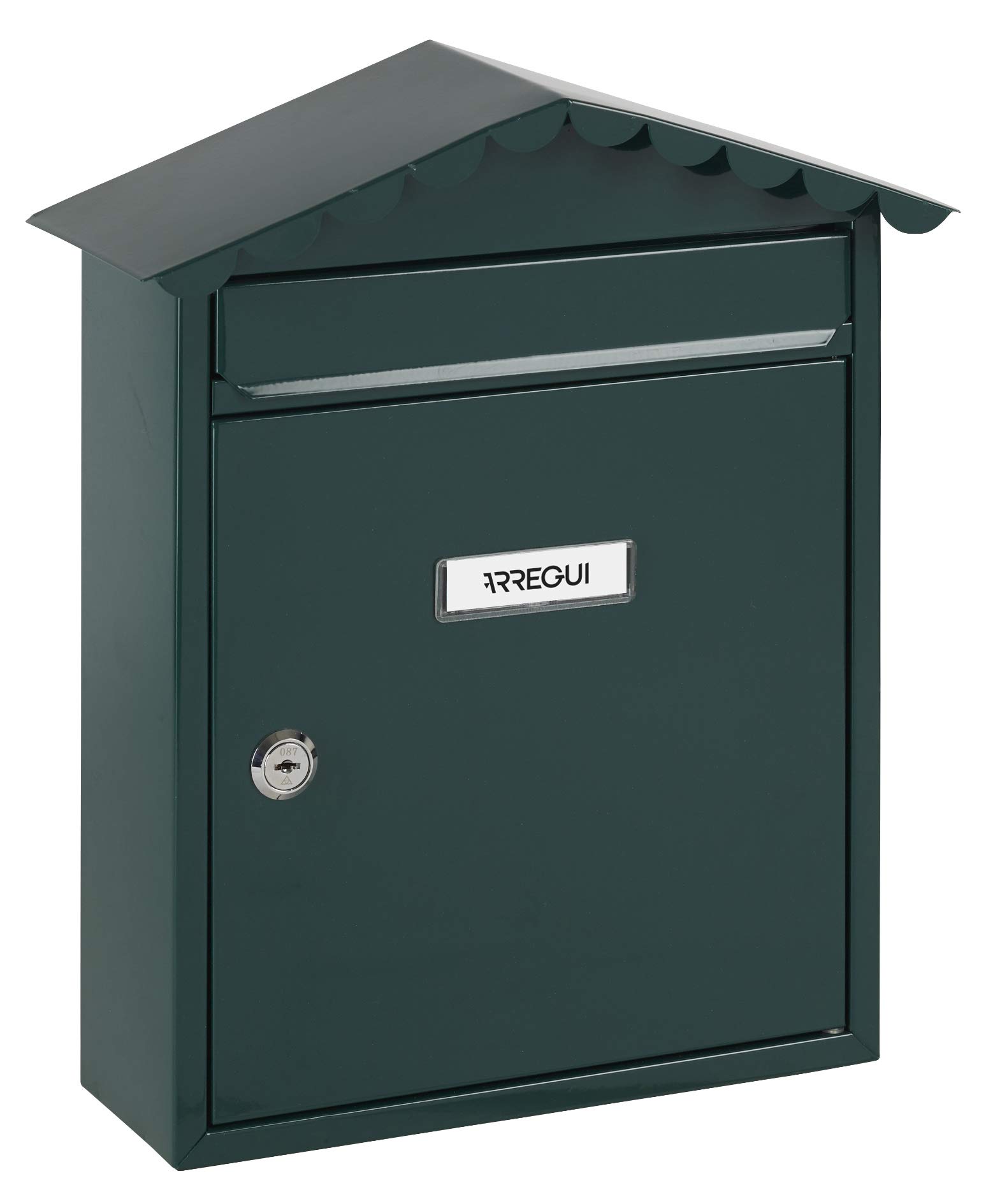 Arregui Visit Outdoor Letterbox (Steel, 360 x 300 x 110 mm), Green, E5743
