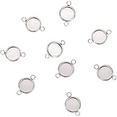 Airssory 100 Pcs 8mm Stainless Steel Cabochon Connector Links Settings Plain Edge Bezel Cups Flat Round Blanks Cameo Bezel for DIY Jewelry Making
