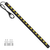 JUNNUJ Long Metal 16 Outlet Power Strip, Wide Spaced Garage Industrial Power Strip, Heavy Duty Power Strip with 6 FT Cord 15A