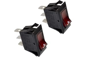 HQRP 2-Pack Red Lighted Rocker Switch Compatible with Twin Star 23EF010GAA 23EF003GAA 33E05-0519-A0891 33E01 23E05-0530 18EF010GAA 33E05-0546-CO511 33E05-0521-C0436 28E050526B06 23EF020GRA Fireplace