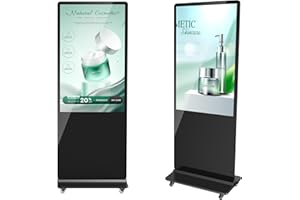 JASZDOT Digital Signage Display, LCD Screen Digital Kiosks & Interactive Displays 4K Totem Floor Standing Auto AD Player with USB/HDMI/WiFi Android OS(55'' Black Non-Touch)