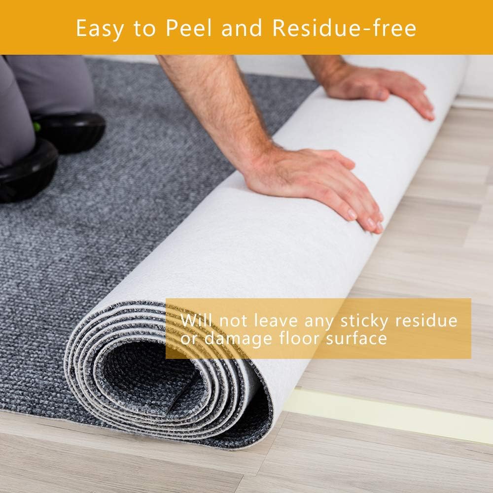 Double Sided Carpet Tape for Area Rugs, Heavy Duty Sticky Adhesive Rug Gripper for Hardwood Floors, Outdoor Rugs, Pads, Mats, Stair Treads Non-Slip (2 Inch x 11Yards) - - 