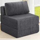 MEGAYES Folding Sofa Bed Convertible 4 in 1 Sleeper Chair Gray Single | Pocket Coils+Foam Fill Medium Support, Boneless Floor Couch Foldable Chaise Lounger Portable Futon for Living Room Bedroom