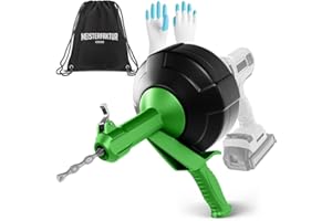 MEISTERFAKTUR drain snake [35 FT] - Auto Feed - Ideal plumbing snake for sink and drain unblocking - Solid drain auger for real DYIs! (35 FT - 1/4 inch)