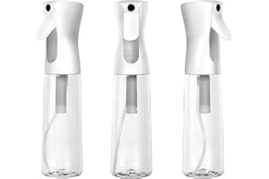Houseables Continuous Spray Water Bottle, Hair Mist Sprayer, White, 12 Oz, 3 Pack, 355 mL, Ultra Fine, Solvent & BPA Free Cle