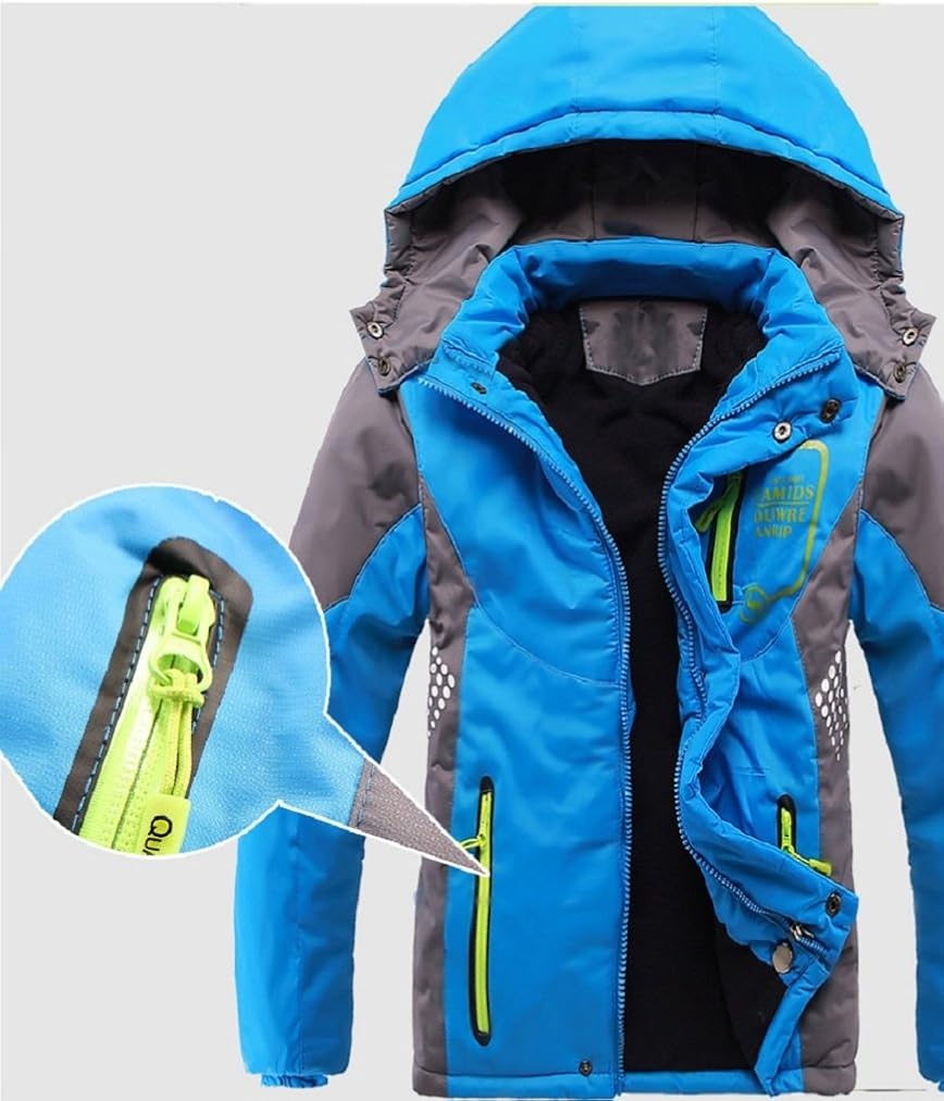 Valentina Latest Boys Thicken Fleece Hooded Jacket Warm Quilted Coat Outdoor Cool Cute Fashion for Winter Autumn Spring: Clothing