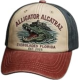 Unisex Retro Flag Alligator Alcatraz Funny Florida Everglades Art Casual Prints Cap