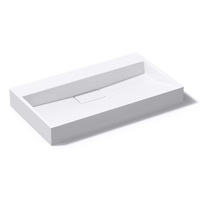 Sogood BTH: 80x46x11 cm Design Mineralguss Waschbecken Colossum19 ohne Armaturenloch aus Gussmarmor Waschtisch Waschplatz