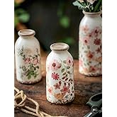 TEWEIQI Vintage Ceramic Small Vase, Farmhouse Rustic Décor, Home Decorative Vase for Your Kitchen, Bedroom, Office, Living Room, Bathroom& Shelf Centerpiece Table Decorations (Retro Creative Style S)