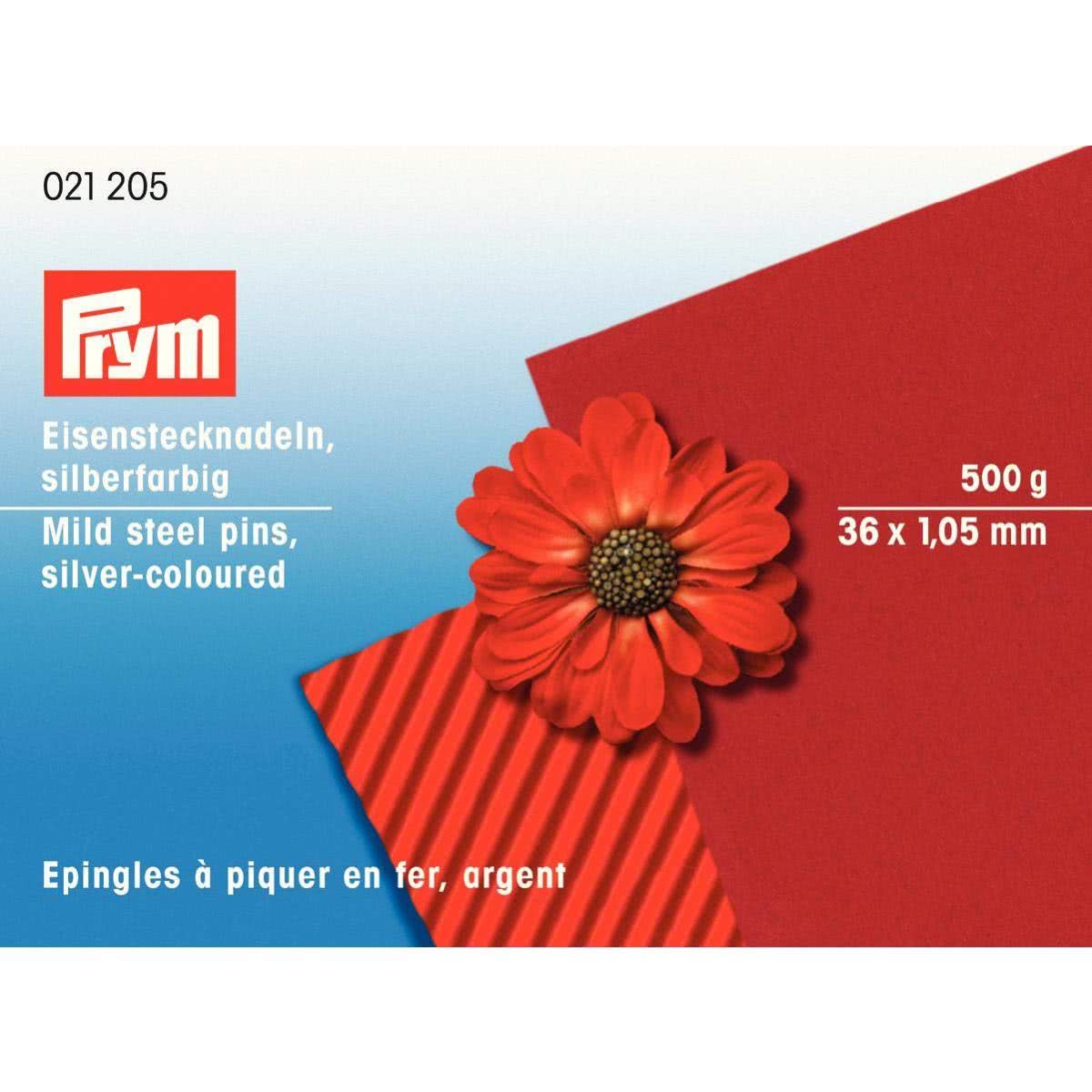 Prym 021205 Straight Pins mild Steel Silver Colour 1.05 x 36 mm 500 gram Box